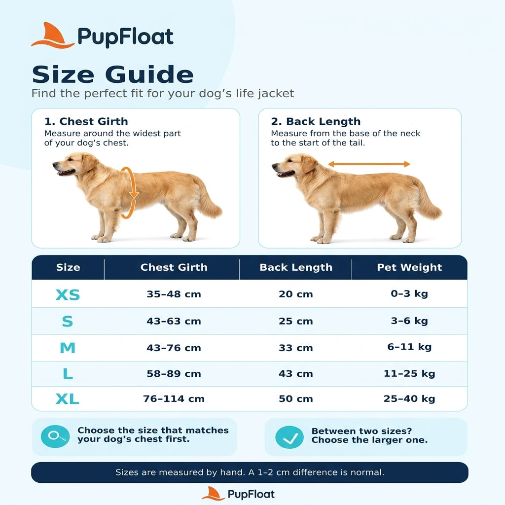 PupFloat shark fin dog life jacket product shot with brand logo